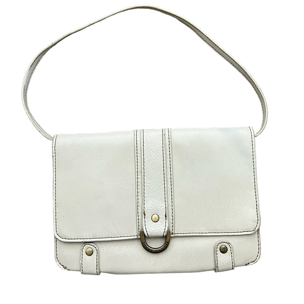 Tommy Hilfiger | Y2K 90’s vintage small white leather shoulder bag size …